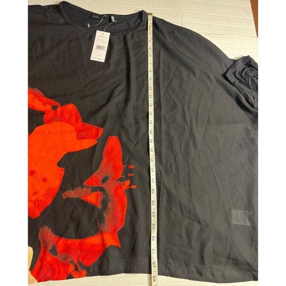 NWT- Rafaella 3X Black Floral Print Semi-Sheer Top Stretch Fabric blouse - Picture 12 of 12